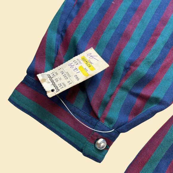 Vintage 70s/80s blouse by Bon Jour, long sleeve 1970s size 38 purple/teal shirt - Picture 8 of 9